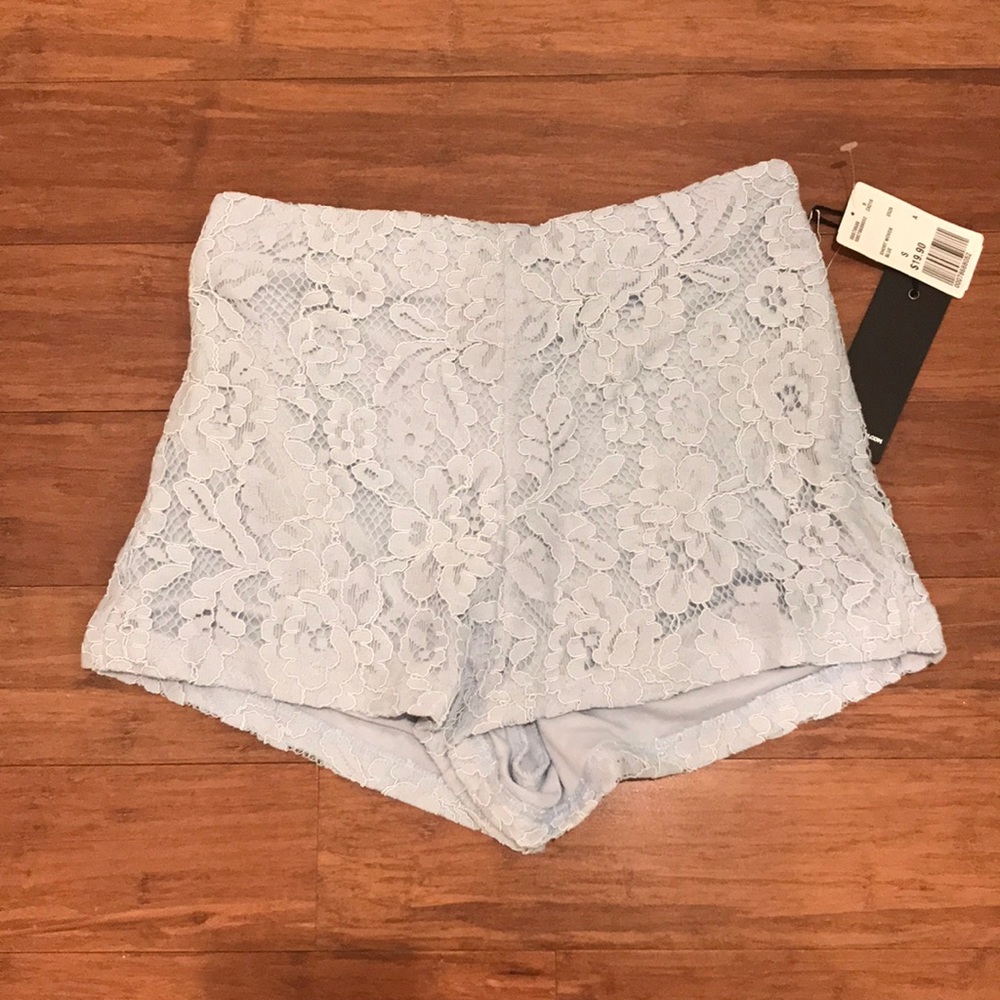 forever 21 light blue lace shorts